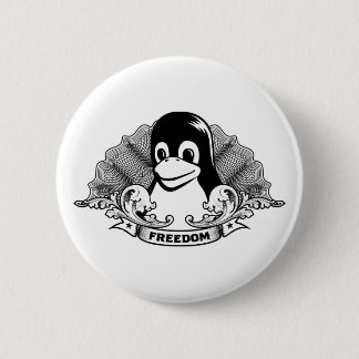 Badge Rond 5 Cm Pingouin de Tux - (Linux, Open Source, Copyleft,