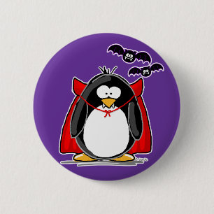 Badge Rond 5 Cm Pingouin de vampire