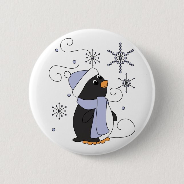 Badge Rond 5 Cm Pingouin en Awe (Devant)