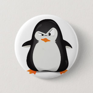 Badge Rond 5 Cm Pingouin fâché