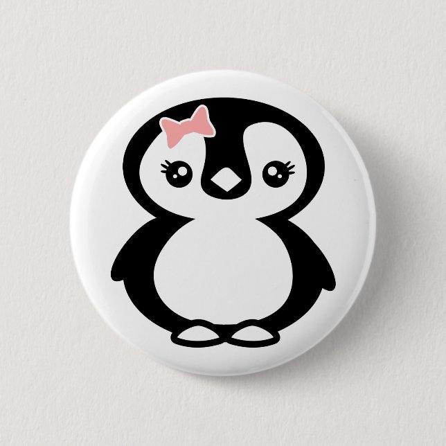 Badge Rond 5 Cm Pingouin fille mignonne (Devant)