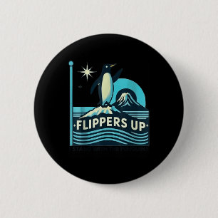 Badge Rond 5 Cm Pingouin Flippers En Haut Je Me Trouve Avec Le Pin