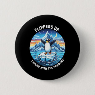 Badge Rond 5 Cm Pingouin Flippers En Haut Je Me Trouve Avec Le Pin