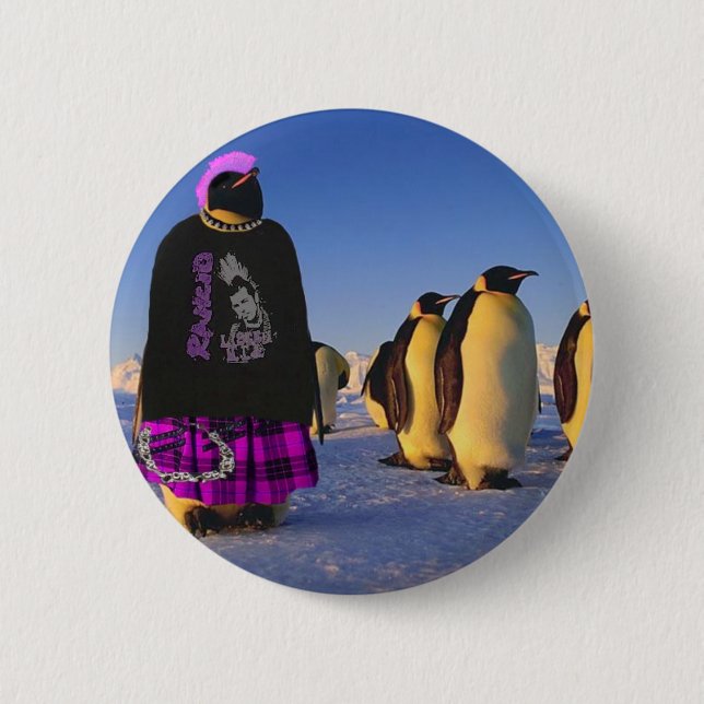 Badge Rond 5 Cm Pingouin punk (Devant)