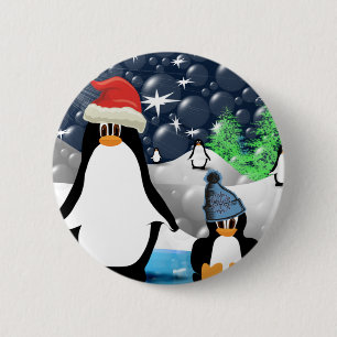 Badge Rond 5 Cm Pingouins
