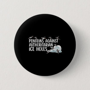 Badge Rond 5 Cm Pingouins amusants contre les trous de glace autor
