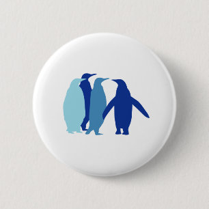 Badge Rond 5 Cm Pingouins bleus