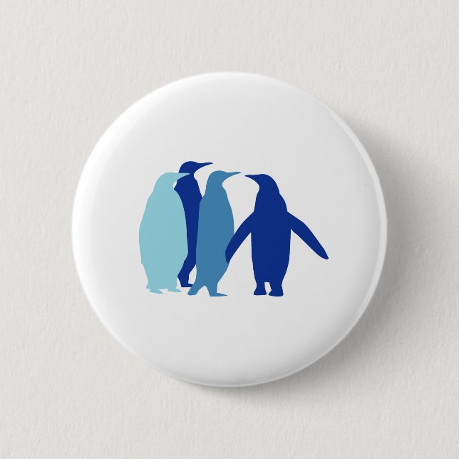 Badge Rond 5 Cm Pingouins bleus (Devant)