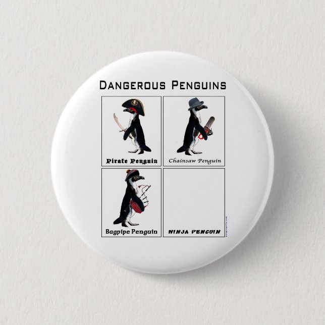Badge Rond 5 Cm pingouins dangereux (Devant)