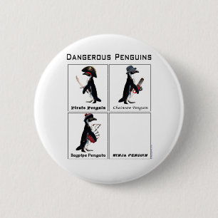 Badge Rond 5 Cm pingouins dangereux