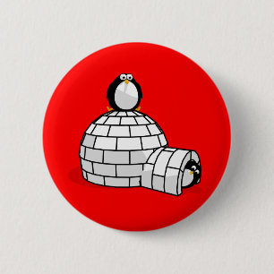 Badge Rond 5 Cm Pingouins et bouton d'igloo