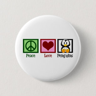 Badge Rond 5 Cm Pingouins Peace Love