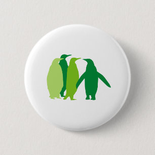 Badge Rond 5 Cm Pingouins verts