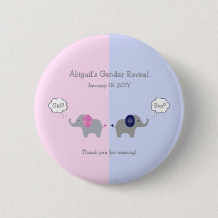 Badge Rond 5 Cm Pink and Blue Elephant Gender Reveal Baby
