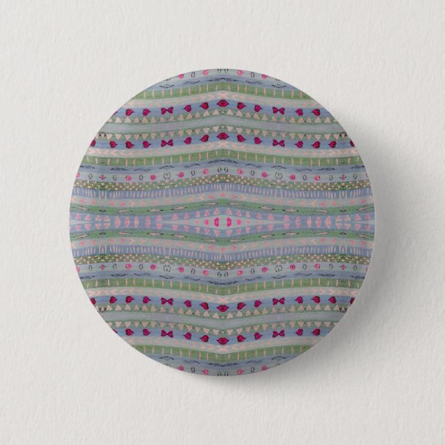 Badge Rond 5 Cm Pink and Green Pretty Hearts Motif (Devant)