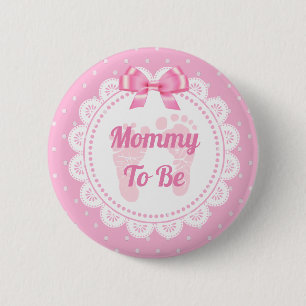 Badge Rond 5 Cm Pink Baby Footprints Maman to Be Baby shower