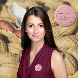 Badge Rond 5 Cm Pink Bilingue Alerte d'allergie aux arachides Espa