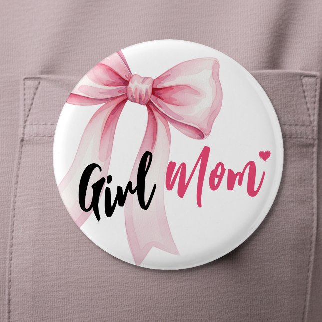 Badge Rond 5 Cm Pink Bow Girl Mom Ribbon Cute Baby Shower (Pink Bow Girl Mom Ribbon Cute Baby Shower Button
)