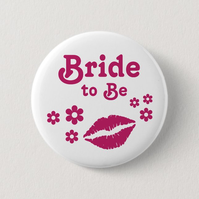 Badge Rond 5 Cm Pink Bride to Be Pin - épingles de fête de mariée  (Devant)