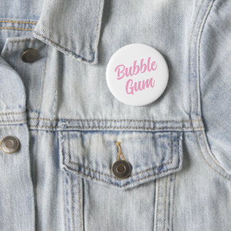 Badge Rond 5 Cm Pink Bubble Gum Simple Typography Fun Whimsical