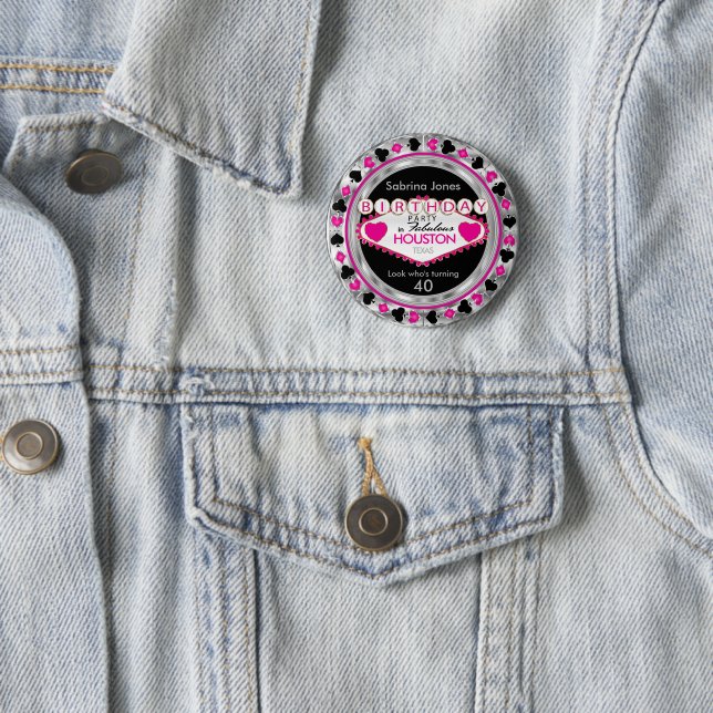 Badge Rond 5 Cm Pink Casino fête d'anniversaire - DO-IT-YOURSELF V (En situation)