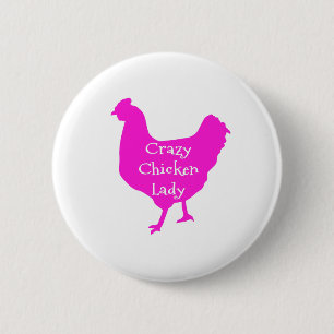 Badge Rond 5 Cm Pink Certifiable Fou Poulet Drôle Drôle Humoristiq