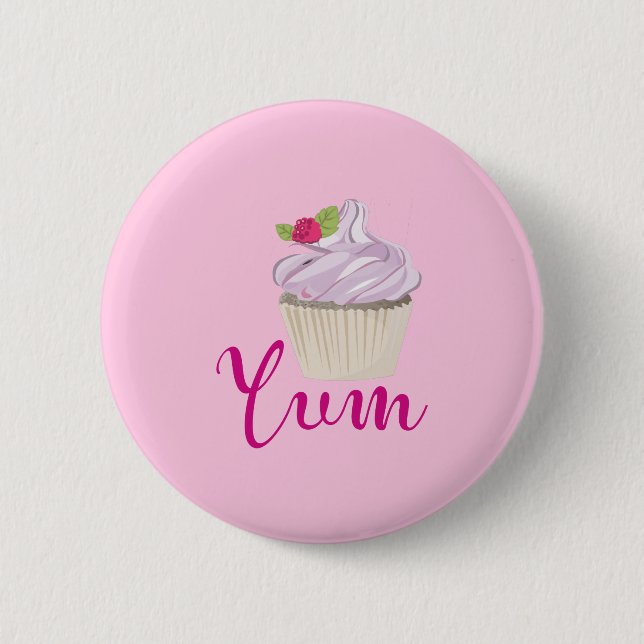 Badge Rond 5 Cm Pink Frosted Cupcake Yum! (Devant)