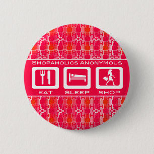 Badge Rond 5 Cm Pink Funny Shopaholic Eat Sleep Shop Award