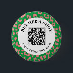 Badge Rond 5 Cm Pink Green Leopard Bachelorette Parti QR Paiement<br><div class="desc">Une façon beaucoup plus sûre de laisser des étrangers, des amis ou de la famille acheter la mariée à boire sur sa nuit de bachelorette, ce mignon bouton portable comporte du texte modifiable et un code QR scannable mis en place avec une option de paiement sur mesure. Un cadre preppy...</div>