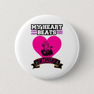 Badge Rond 5 Cm Pink Heart Idol chanter KPop Music Love Design