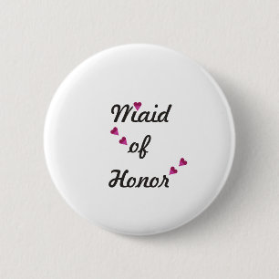 Badge Rond 5 Cm Pink Heart Maid of Honor
