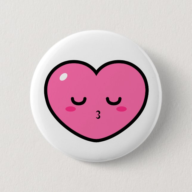 Badge Rond 5 Cm Pink Heart Waiting For a Kiss (Devant)