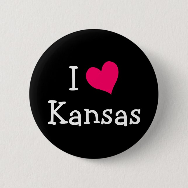 Badge Rond 5 Cm Pink I Love Kansas (Devant)