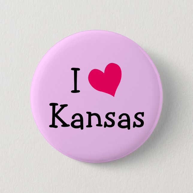 Badge Rond 5 Cm Pink I Love Kansas (Devant)