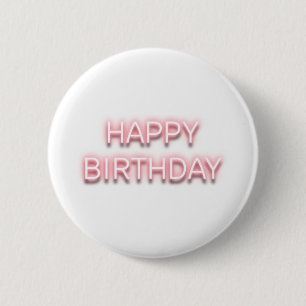 Badge Rond 5 Cm Pink néon heureux anniversaire typographie élément