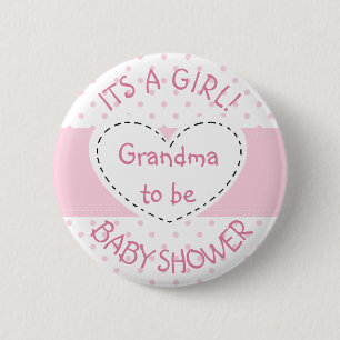 Badge Rond 5 Cm Pink Polka Dot Grand-mère pour être une petite fil