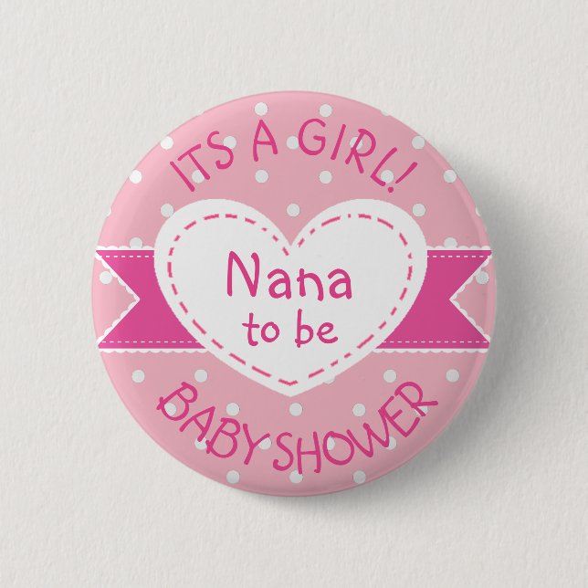 Badge Rond 5 Cm Pink Polka Dot Grandma Nana pour être une petite f (Devant)