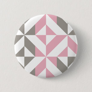 Badge Rond 5 Cm Pink Raspberry and Silver Geometric ZigZag