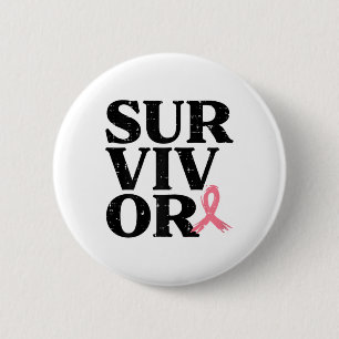 Badge Rond 5 Cm Pink Ribbon Guerrier du sein Sensibilisation au ca