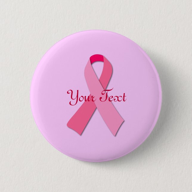 Badge Rond 5 Cm Pink Ribbon with Custom Text (Devant)