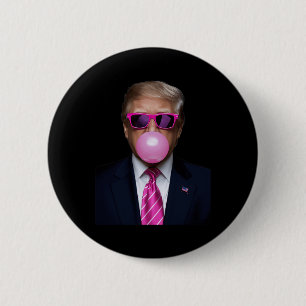 Badge Rond 5 Cm Pink Trump Bubble Gum 2024 Vote Président Funny Cu