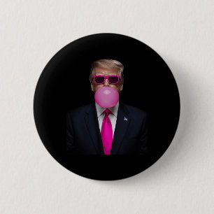 Badge Rond 5 Cm Pink Trump Bubble Gum Shirt 2024 Vote Président Fu