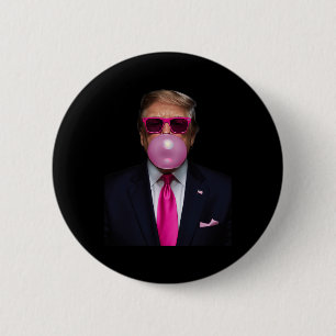 Badge Rond 5 Cm Pink Trump Bubble Gum Shirt 2024 Vote Président Fu