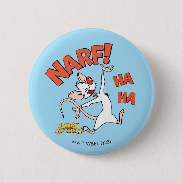 Badge Rond 5 Cm Pinky et le cerveau | Pinky "Narf !" (Devant)