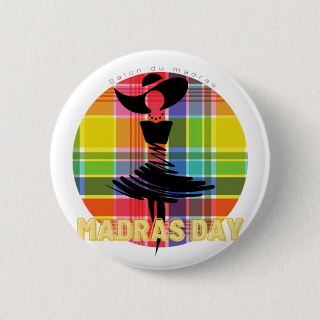 BADGE ROND 5 CM PINS LOGO MADRAS DAY  (Devant)