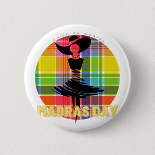 BADGE ROND 5 CM PINS LOGO MADRAS DAY