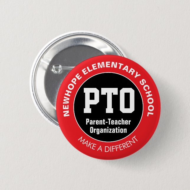 Badge Rond 5 Cm Pins PTO/PTA de l'école (Devant & derrière)