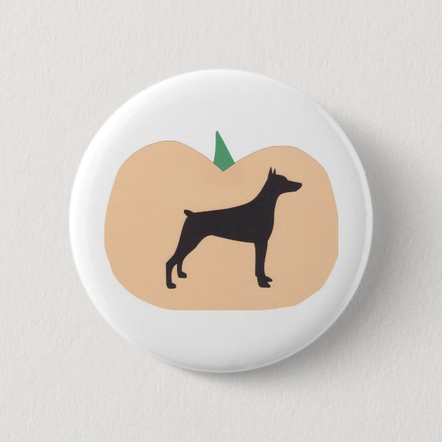 Badge Rond 5 Cm Pinscher heureux de dobermann de Halloween (Devant)