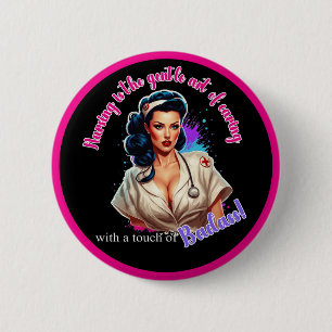 Badge Rond 5 Cm Pinup_ Infirmière Badass