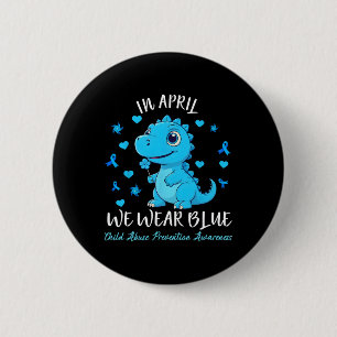 Badge Rond 5 Cm Pinwheel Dino En Avril Nous Portons Blue Child Abu
